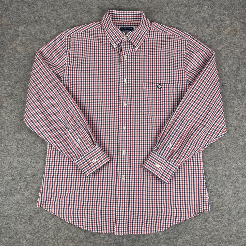 Volunteer Traditions Button Down Shirt Long Sleeve Check Cotton Mens Medium M